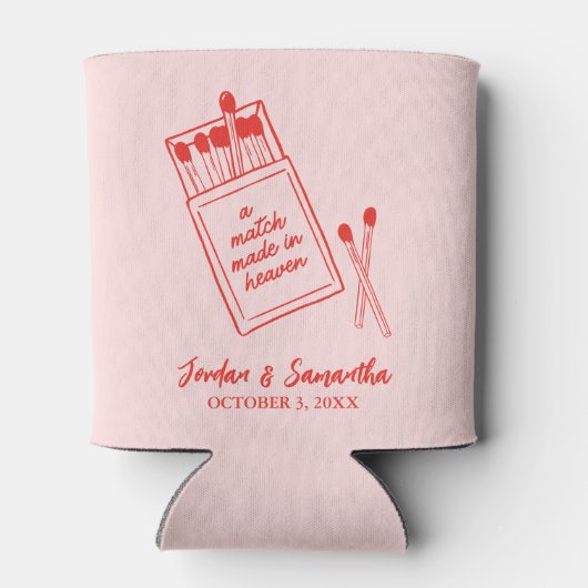 Match Made in Heaven Red & Pink Gastgeschenk Hochz Dosenkühler (Rückseite)