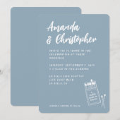 Match Made in Heaven Retro Dusty Blue Wedding Einladung (Vorne/Hinten)