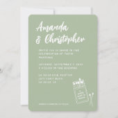 Match made in Heaven Retro Sage Green Wedding Einladung (Vorderseite)