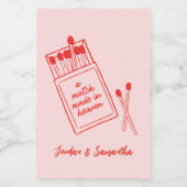 Match Made in Heaven Rosa & Red Retro Mini Weinetikett (Einzelnes Label)