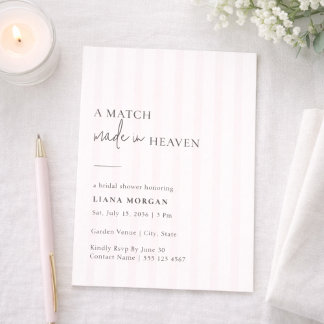 Match Made in Heaven Stripe Bridal Shower Invite Einladung