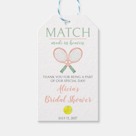 Match Made in Heaven, Tennis Brautparty Geschenkanhänger (Vorderseite)