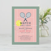 Match Made in Heaven Tennis Court Brautparty Einladung (Stehend Vorderseite)