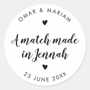 Match Made in Jennah Klassischer Spruch mit schwar Runder Aufkleber