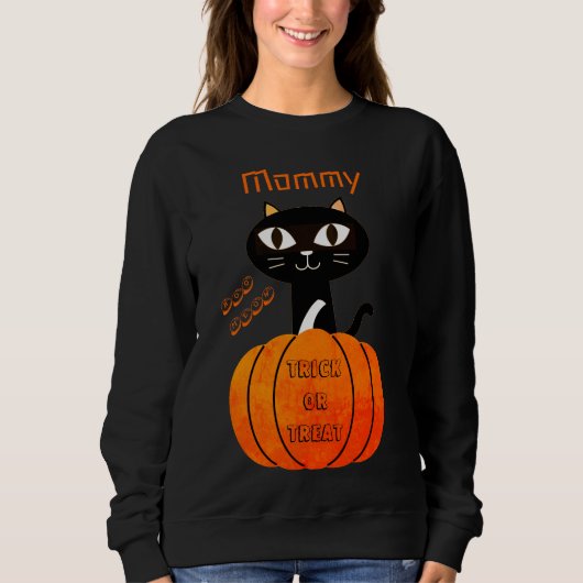 Match Spooky Trick oder behandeln Niedliches Katze Sweatshirt (Vorderseite)