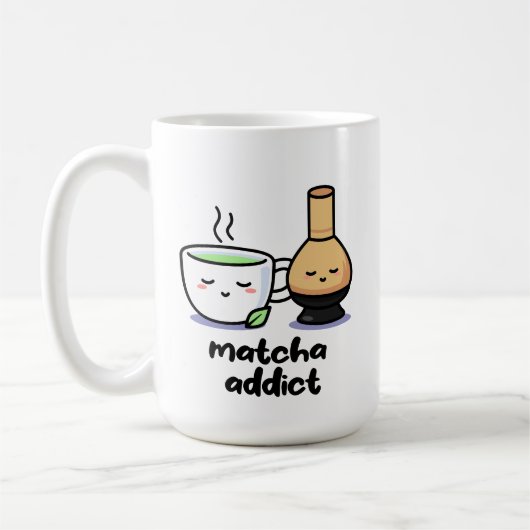 Matcha Addict Japanischer Grüner Tee Cartoon Teacu Kaffeetasse (Links)