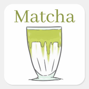 Matcha-Aufkleber Quadratischer Aufkleber