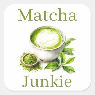 Matcha-Aufkleber Quadratischer Aufkleber