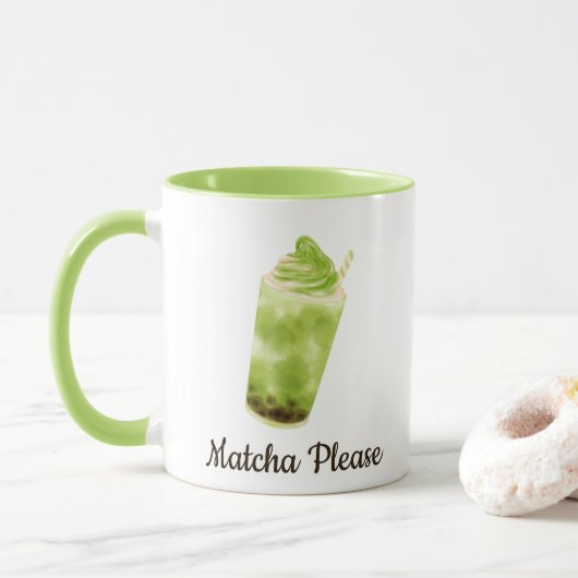 Matcha Bitte, Matcha Tasse (Mit Donut)