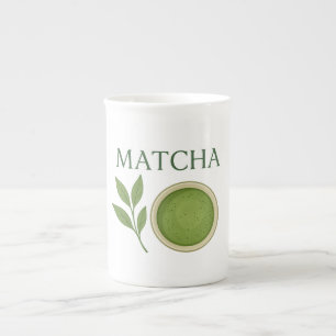 Matcha-Blätter und Teemaschine Porzellantasse
