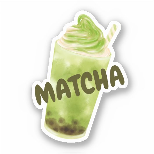 Matcha boba grüner Tee Aufkleber (Vorderseite)