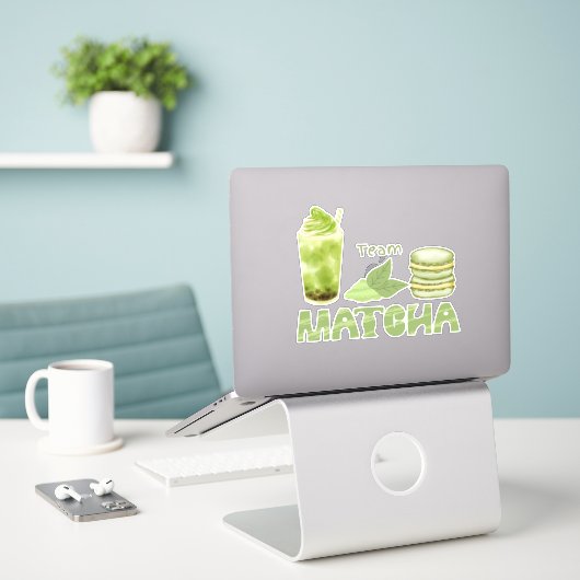 Matcha boba grüner Tee, Matcha Aufkleber (Laptop auf Schreibtisch)