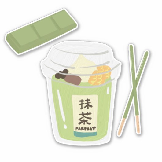 Matcha boba grüner Tee, Matcha Aufkleber (Vorderseite)