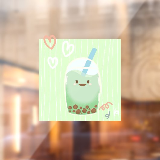 Matcha boba grüner Tee, Matcha Fensteraufkleber (Blatt 2)
