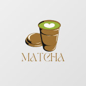 Matcha boba grüner Tee, Matcha Fensteraufkleber (Blatt)