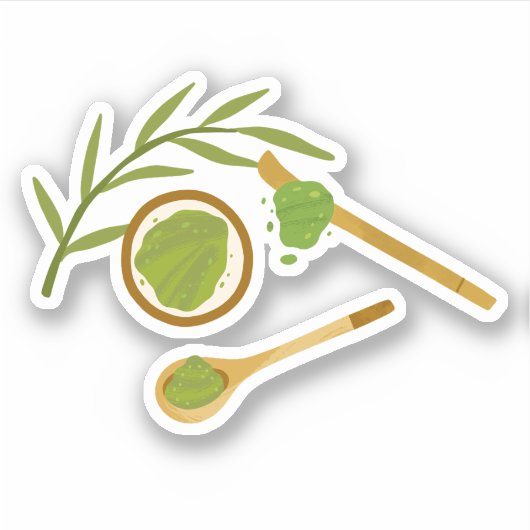 Matcha boba grüner Tee, Matcha-Pulver Aufkleber (Vorderseite)