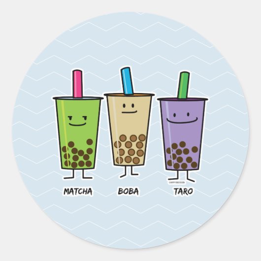 Matcha boba Tee Grün Getränk Milch Taro Tapioca Runder Aufkleber (Vorderseite)