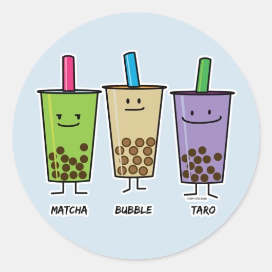 Matcha boba Tee Grünes Getränk Milch Taro Tapioca  Runder Aufkleber (Vorderseite)