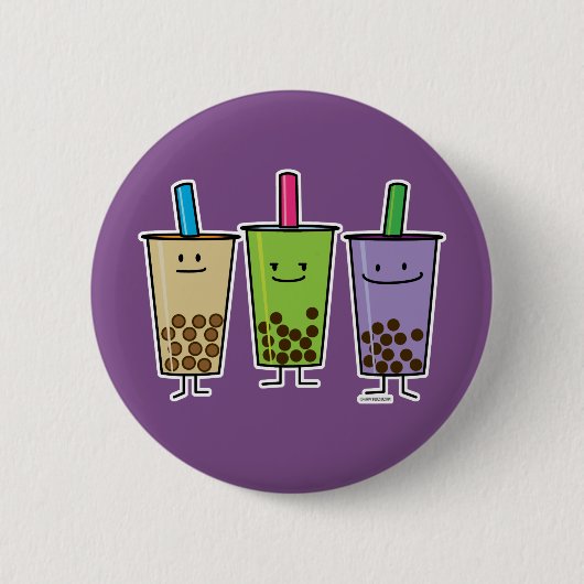 Matcha boba Teegrüngetränkmilch Button (Vorderseite)