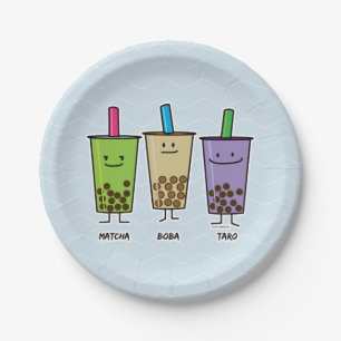 Matcha boba Teegrüngetränkmilch Pappteller