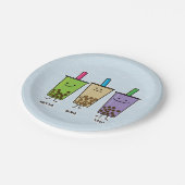 Matcha boba Teegrüngetränkmilch Pappteller (Schrägansicht)