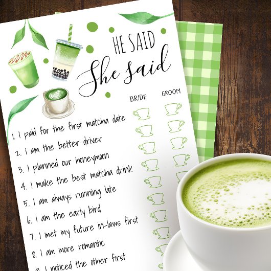 Matcha-Brautjungfern-Spielkarte Flyer