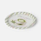 Matcha-Brautjungfernpapierplatten Sie hat ihn gefu Pappteller (Schrägansicht)