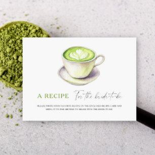 Matcha Brautparty. Rezept für die Braut Begleitkarte