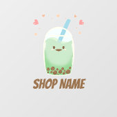 Matcha Bubble Tea Fensteraufkleber (Blatt)