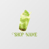 Matcha Bubble Tea Fensteraufkleber (Blatt)