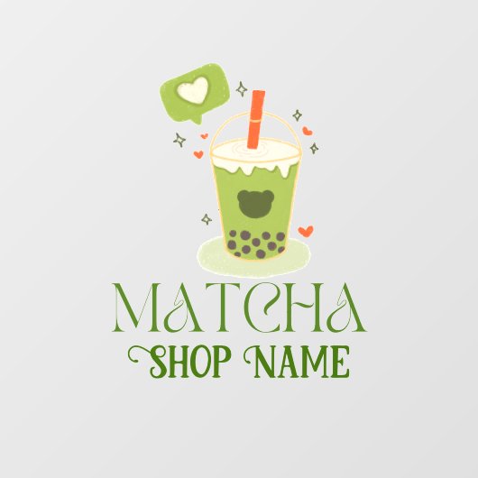 Matcha Bubble Tea Fensteraufkleber (Blatt)