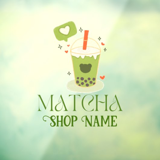 Matcha Bubble Tea Fensteraufkleber (Blatt 3)