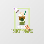 Matcha Bubble Tea Fensteraufkleber (Blatt)