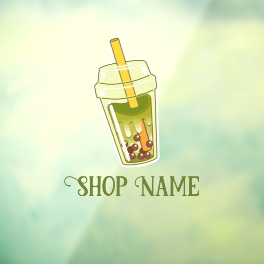 Matcha Bubble Tea Fensteraufkleber (Blatt 3)