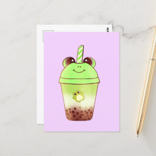 Matcha Bubble Tea Milk Tea Frog Postkarte