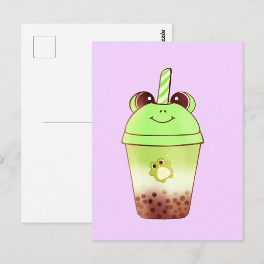Matcha Bubble Tea Milk Tea Frog Postkarte (Vorne/Hinten)