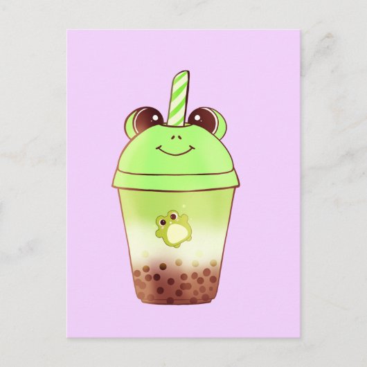 Matcha Bubble Tea Milk Tea Frog Postkarte (Vorderseite)