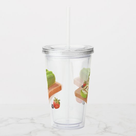 Matcha Cake Roll Illustration Acryltrinkbecher (Rechts)