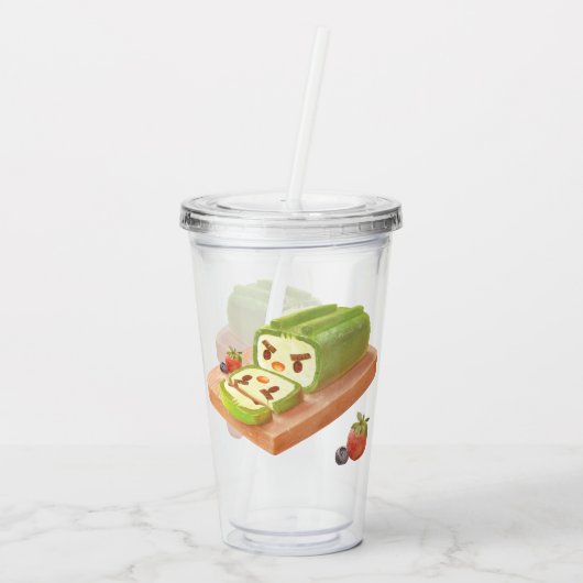 Matcha Cake Roll Illustration Acryltrinkbecher (Rückseite)