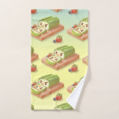 Matcha Cake Roll Illustration Badhandtuch Set (Handtuch)
