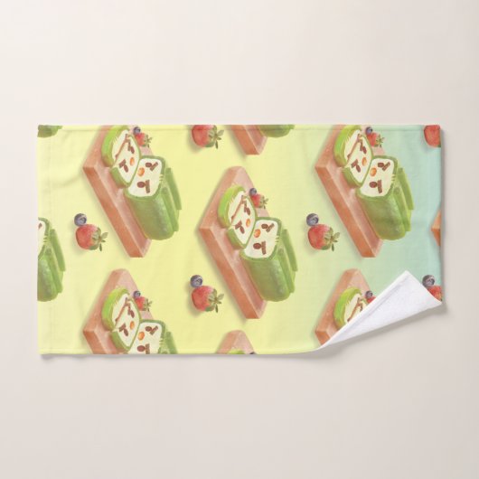 Matcha Cake Roll Illustration Badhandtuch Set (Handtuch)