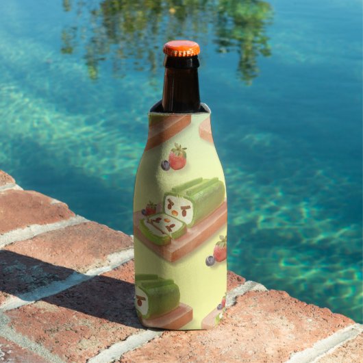 Matcha Cake Roll Illustration Flaschenkühler (In Situ Pool)