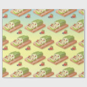 Matcha Cake Roll Illustration Geschenkpapier (Flach)