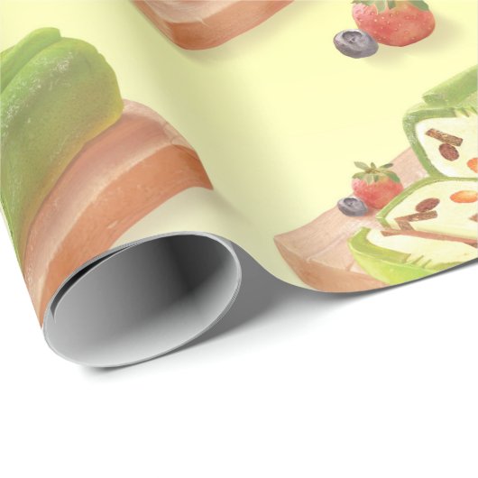 Matcha Cake Roll Illustration Geschenkpapier (Rolleneckpunkt)