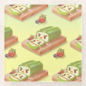 Matcha Cake Roll Illustration Glasuntersetzer (Vorderseite)