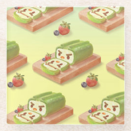 Matcha Cake Roll Illustration Glasuntersetzer