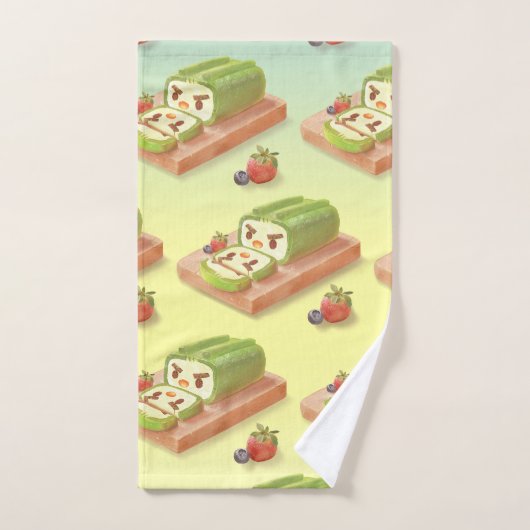 Matcha Cake Roll Illustration Handtuch (Handtuch)