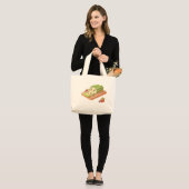 Matcha Cake Roll Illustration Jumbo Stoffbeutel (Vorderseite (Model))