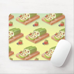 Matcha Cake Roll Illustration Mousepad