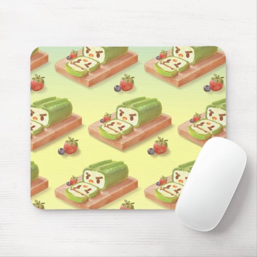 Matcha Cake Roll Illustration Mousepad (Mit Mouse)
